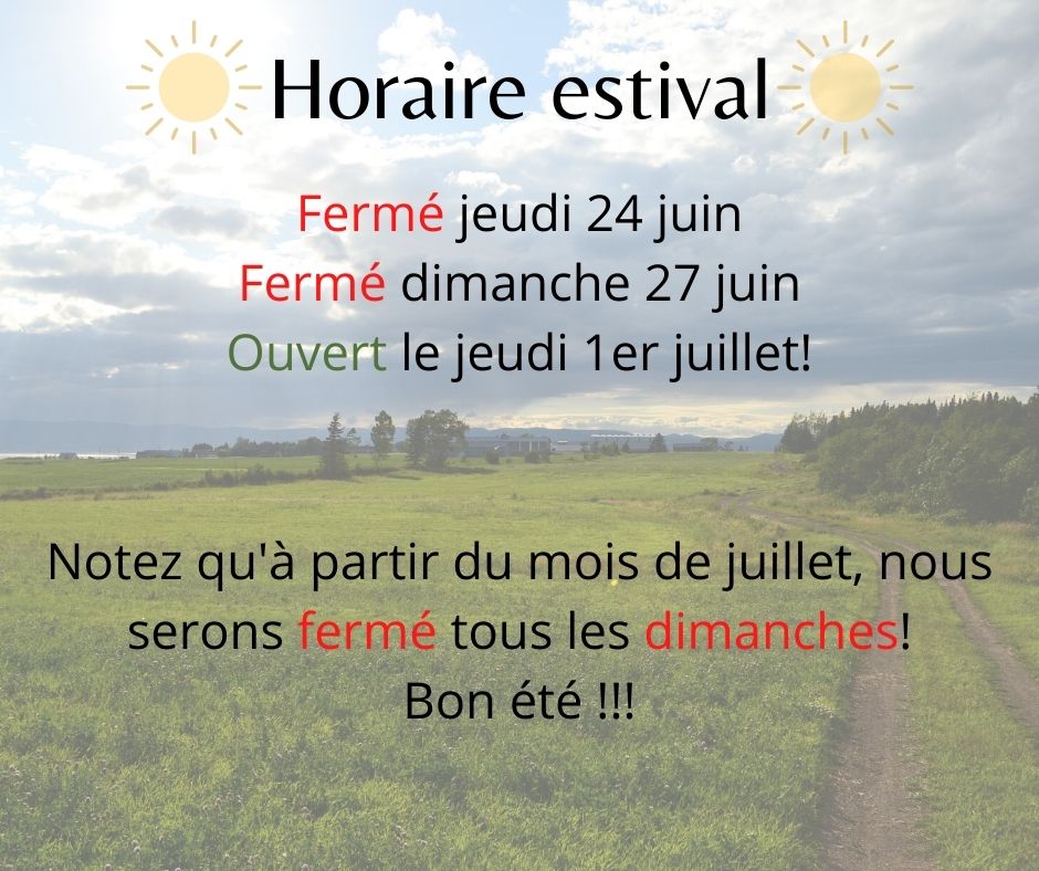 Horaire estival Horaire estival